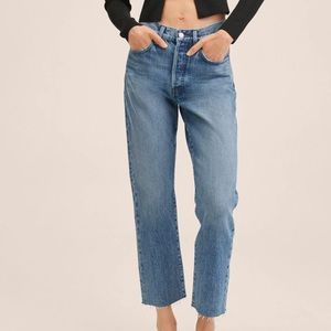 MANGO Highwaist straight cropped jeans